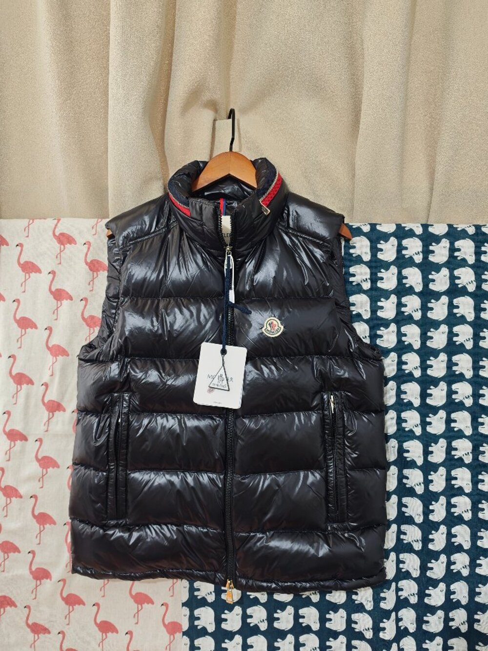 Moncler Black Shiny Down Puffer Vest Gilet Size 3 Large